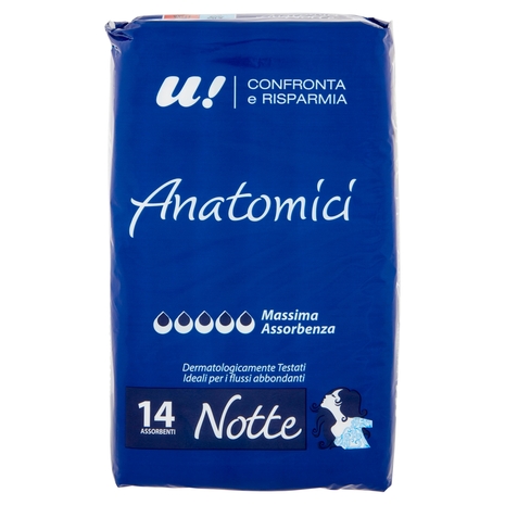 14 Assorbenti Anatomici Notte U! Confronta e Risparmia